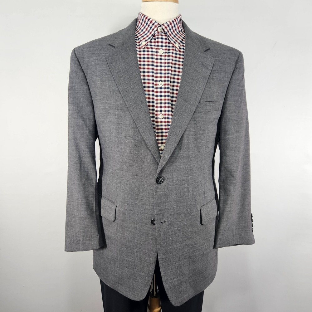 JOS A BANK Men's Sport Coat Blazer Two Button Gray Solid Wool Size 43R